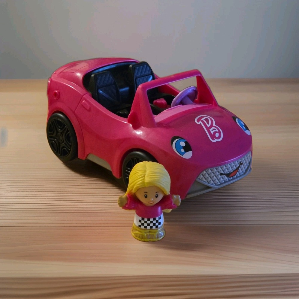 Fisher Price Little People BARBIE Convertible Car w/ Figures *Sound Works*